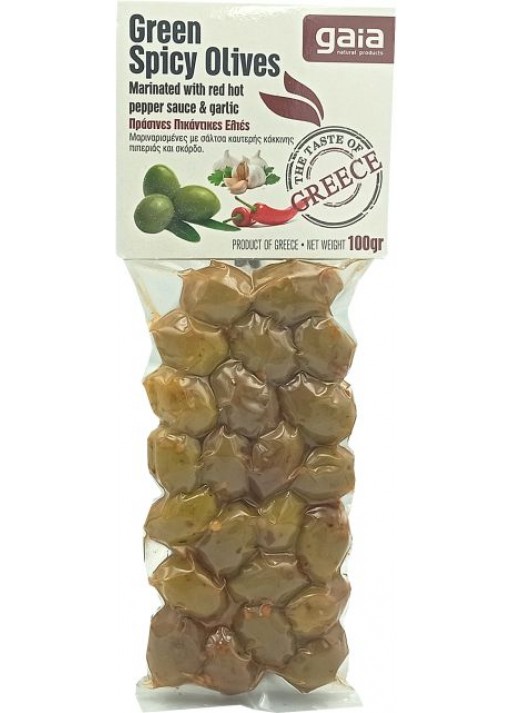 GREEN SPICY OLIVES 100gr
